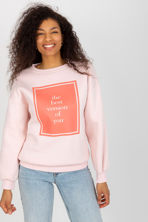 Světle růžová oversize mikina s potiskem