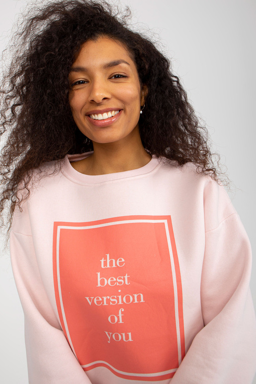 Světle růžová oversize mikina s potiskem