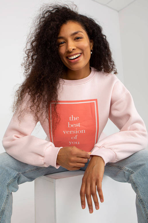 Světle růžová oversize mikina s potiskem