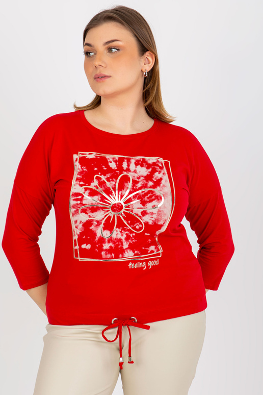 Červená halenka větší velikosti s...