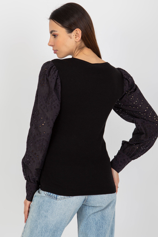 Černá žebrovaná společenská halenka s...