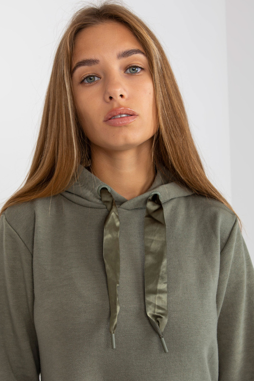 Khaki rozevláté mikinové šaty s...