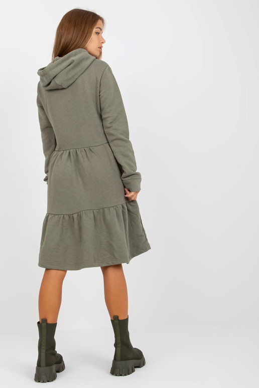 Khaki rozevláté mikinové šaty s...