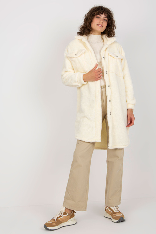 Ecru dlouhá kožešinová košile se... Ecru dlouhá kožešinová košile se...