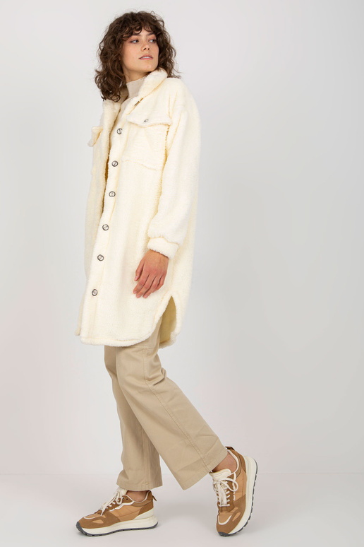 Ecru dlouhá kožešinová košile se... Ecru dlouhá kožešinová košile se...