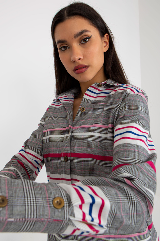 Bílá a růžová dámská kostkovaná a...