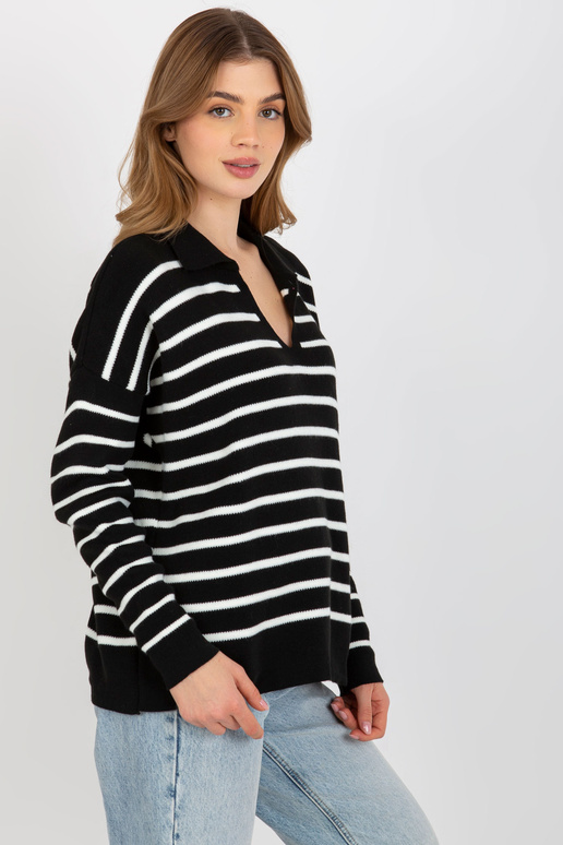 Černobílý pruhovaný oversize svetr s...