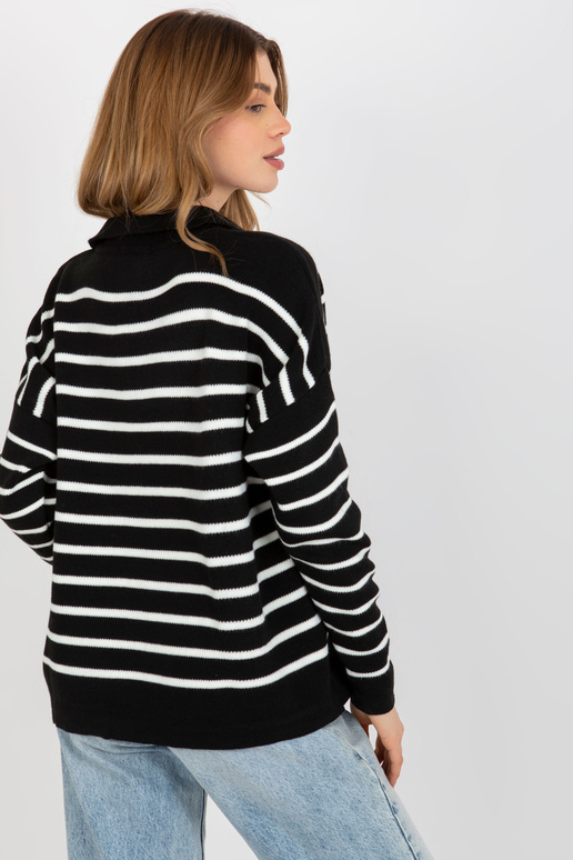 Černobílý pruhovaný oversize svetr s...