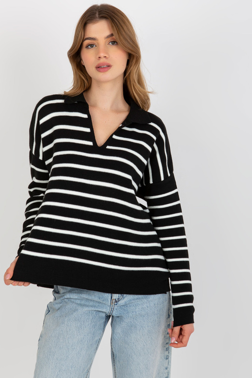 Černobílý pruhovaný oversize svetr s...