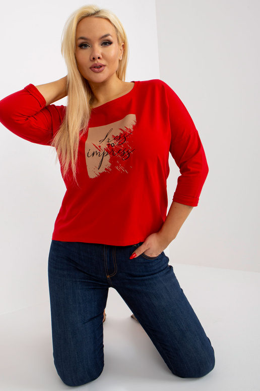 Červená bavlněná halenka velké...