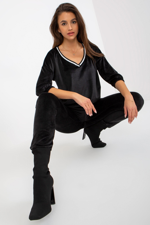 Schwarzes 2-teiliges Veloursset mit...