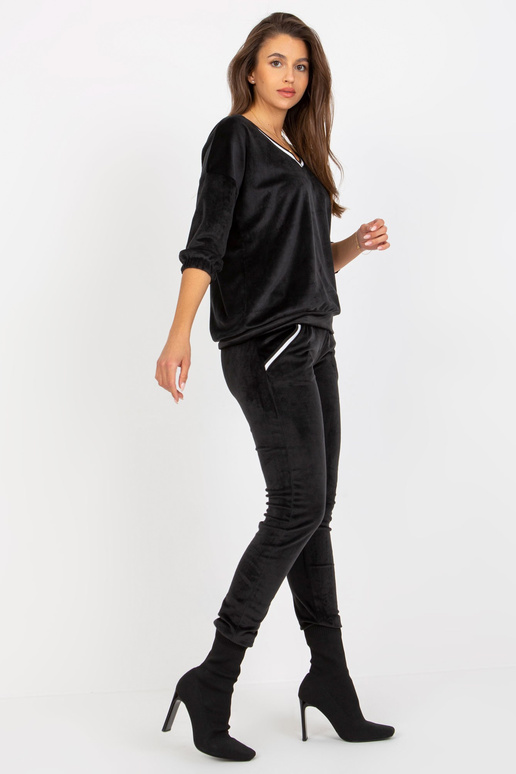 Schwarzes 2-teiliges Veloursset mit...