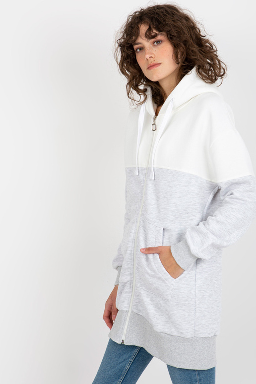 Ecru-šedá mikina basic s mikinou