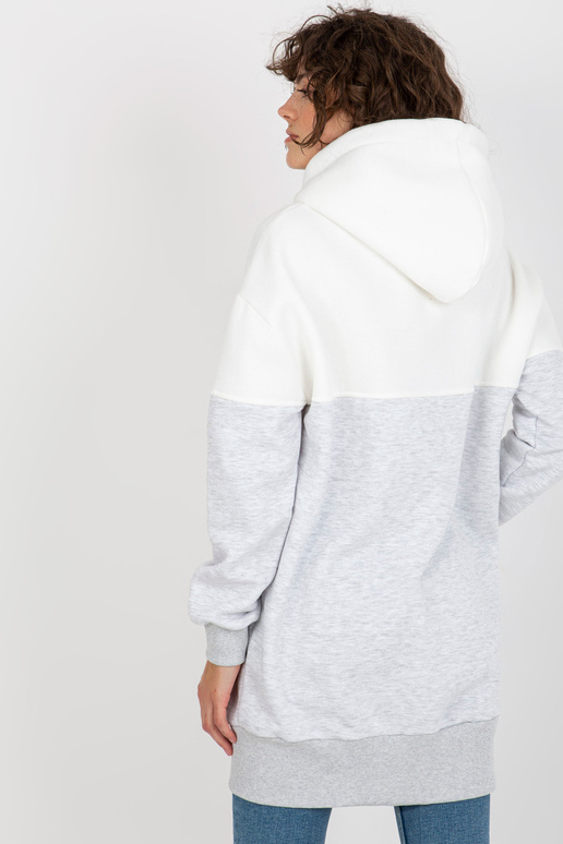 Ecru-šedá mikina basic s mikinou