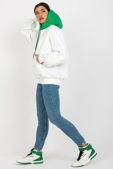 Ecru-zelená mikina basic s...