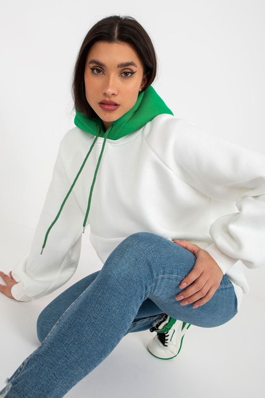 Ecru-zelená mikina basic s kapucí Ecru-zelená mikina basic s kapucí