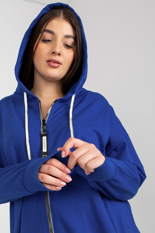 Tmavě modrá mikina s kapucí velikosti...