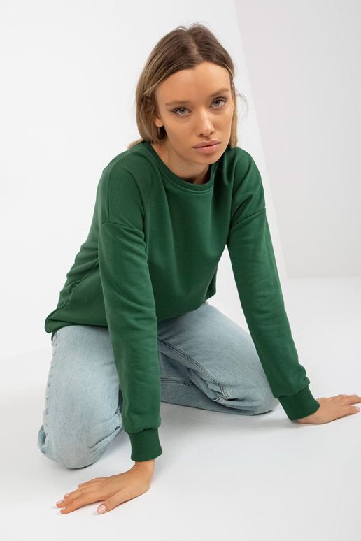 Tmavě zelená dlouhá mikina s kapsami