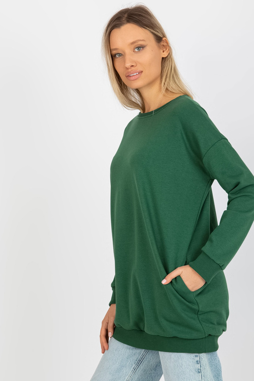 Tmavě zelená dlouhá mikina s kapsami