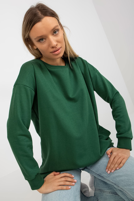 Tmavě zelená dlouhá mikina s kapsami