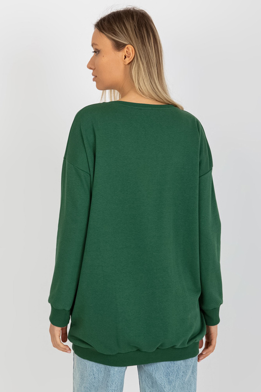 Tmavě zelená dlouhá mikina s kapsami