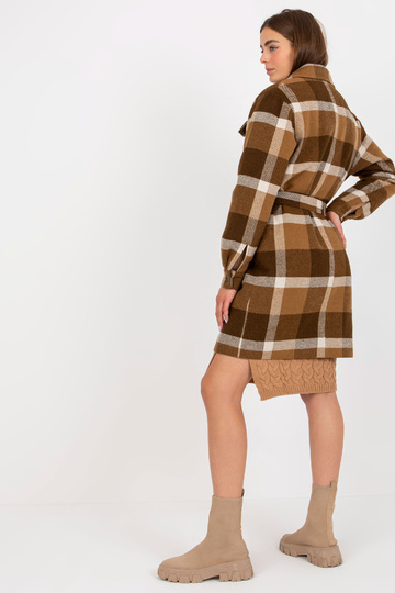 Hnědý dámský kostkovaný...