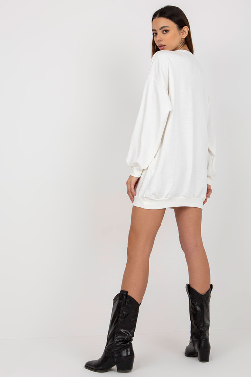 Ecru-bílá dlouhá mikina s potiskem a...