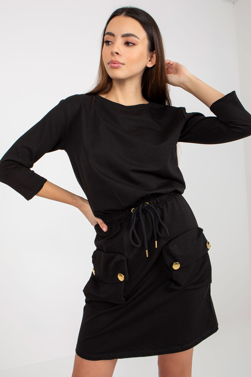 Černé ležérní minišaty s kapsami OCH...