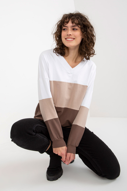 Bílohnědá basic mikina RUE PARIS s... Bílohnědá basic mikina RUE PARIS s...