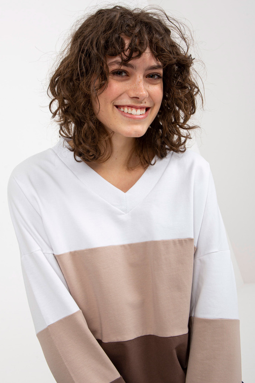 Bílohnědá basic mikina RUE PARIS s... Bílohnědá basic mikina RUE PARIS s...