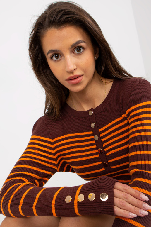 Dunkelbraunes geripptes Kleid mit...