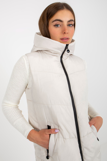 Krémová dlouhá péřová vesta...