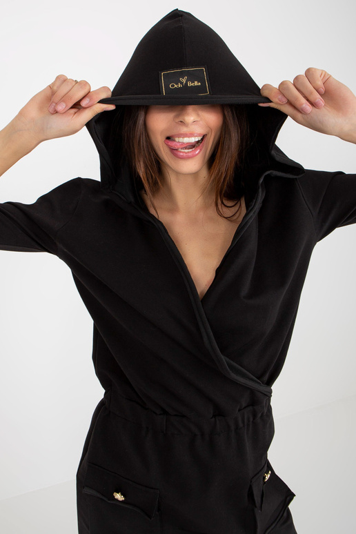 Černé zavinovací minišaty s kapsami...