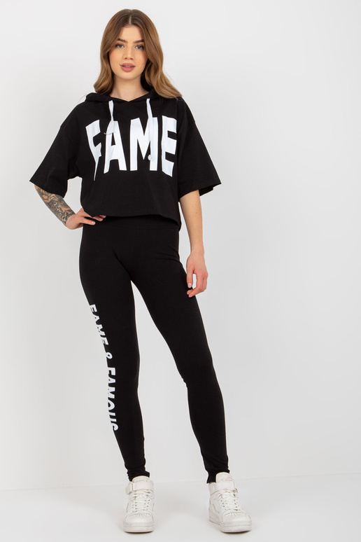 Černý ležérní set s legínami a nápisy