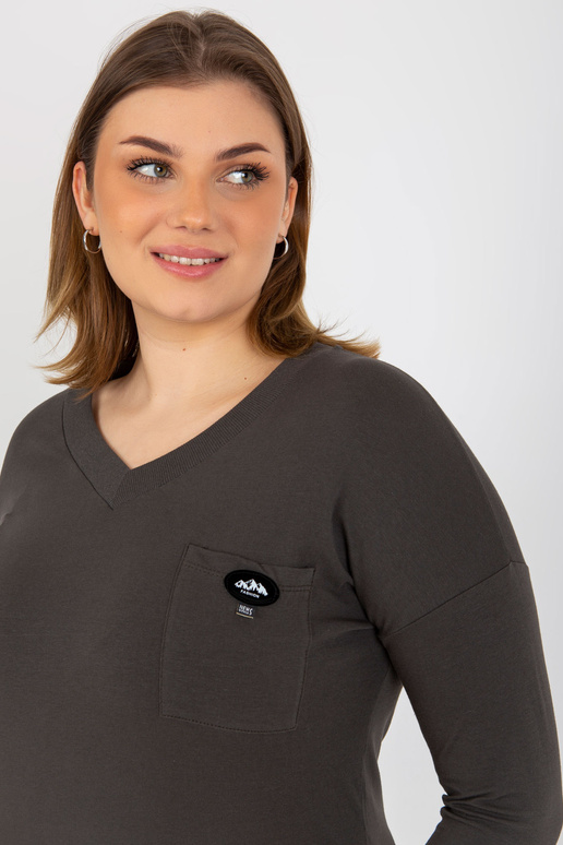 Halenka s výstřihem do V khaki...