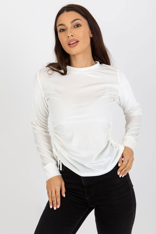 Ecru kuře Damenbluse aus Velours mit...