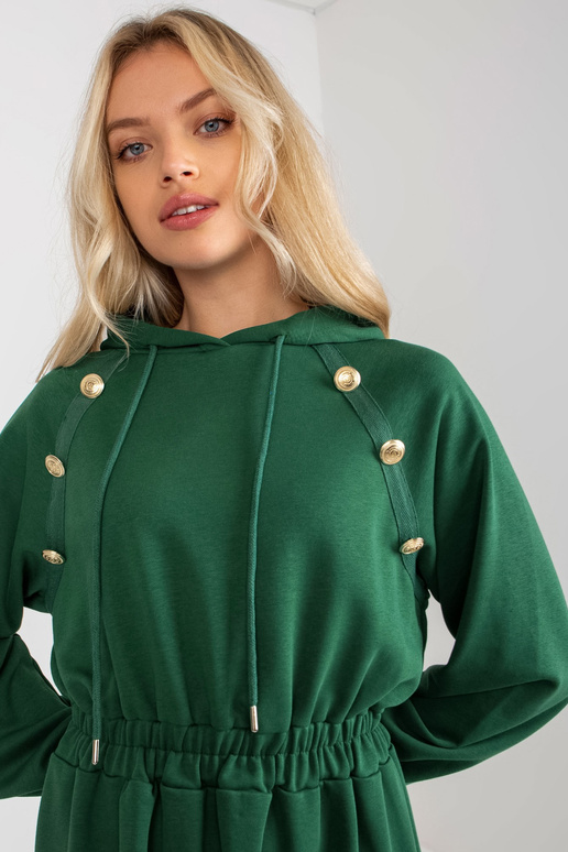 Tmavě zelené midi mikinové šaty s... Tmavě zelené midi mikinové šaty s...