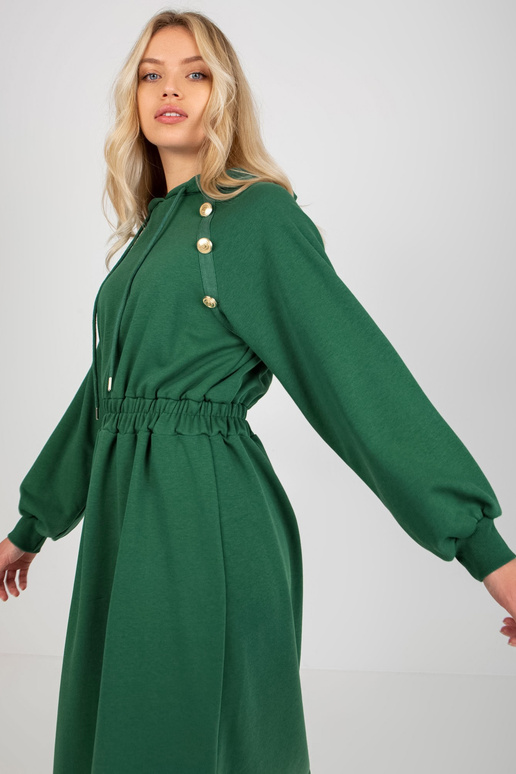 Tmavě zelené midi mikinové šaty s... Tmavě zelené midi mikinové šaty s...