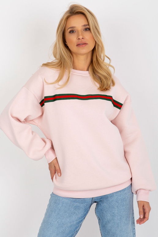 Světle růžová mikina bez kapuce s...