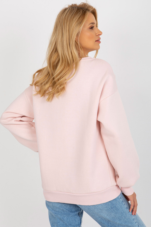 Světle růžová mikina bez kapuce s...