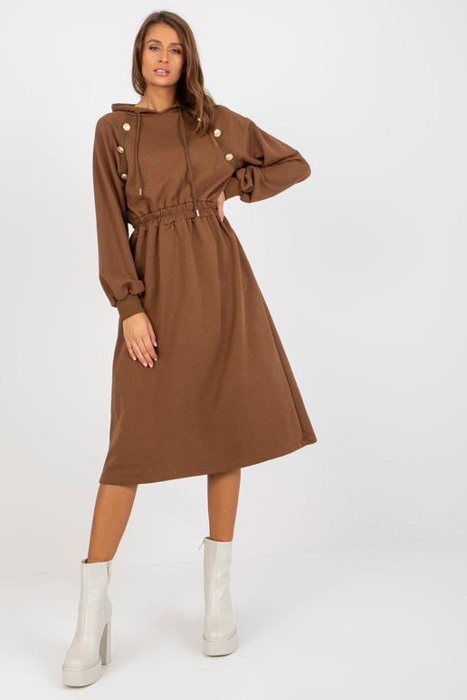 Mikina Braunes Midi mit Knöpfen