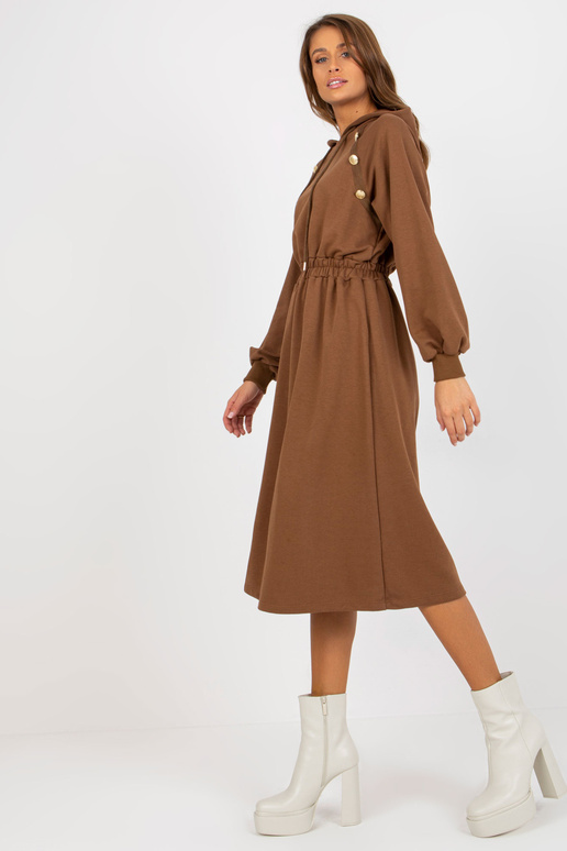 Mikina Braunes Midi mit Knöpfen