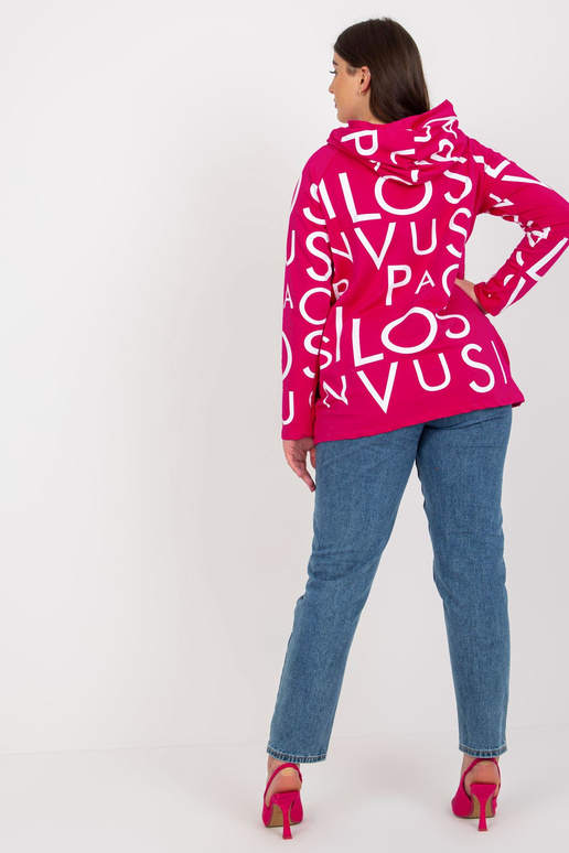 Fuchsiová bavlněná mikina Plus Size s...