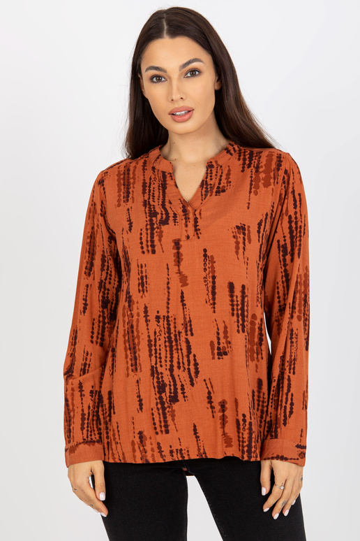 Světle hnědá halenka s potiskem a...