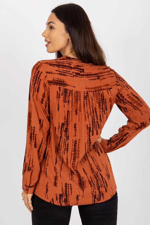 Světle hnědá halenka s potiskem a...