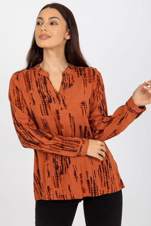 Světle hnědá halenka s potiskem a...