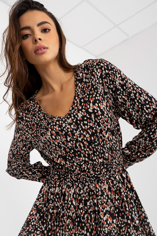 Černé viskózové šaty s potisky FRESH...