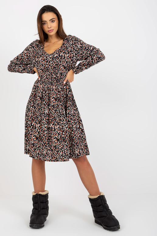 Černé viskózové šaty s potisky FRESH...