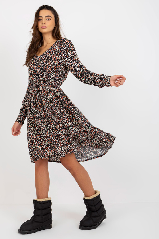 Černé viskózové šaty s potisky FRESH...