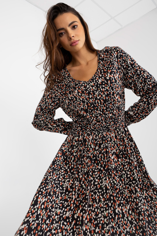 Černé viskózové šaty s potisky FRESH...